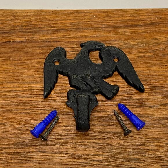 Federal Style Black Cast Iron Flying Eagle Towel Robe Hat Coat Keys‎ Hook JM172 - Picture 2 of 10